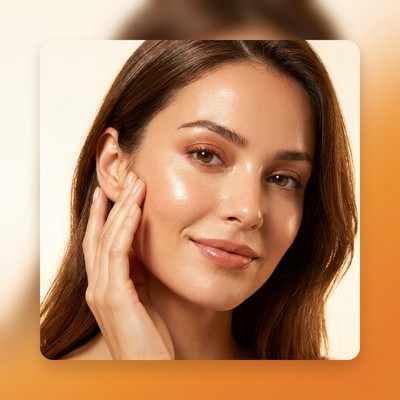 Woman with glowing skin and healthy hair after weeks of Amazing Creamer